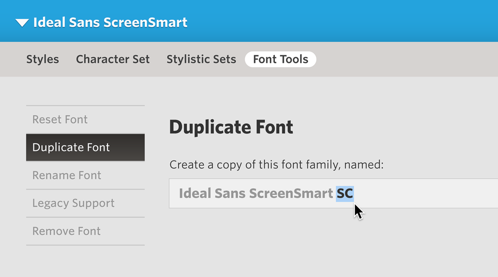 Duplicate font