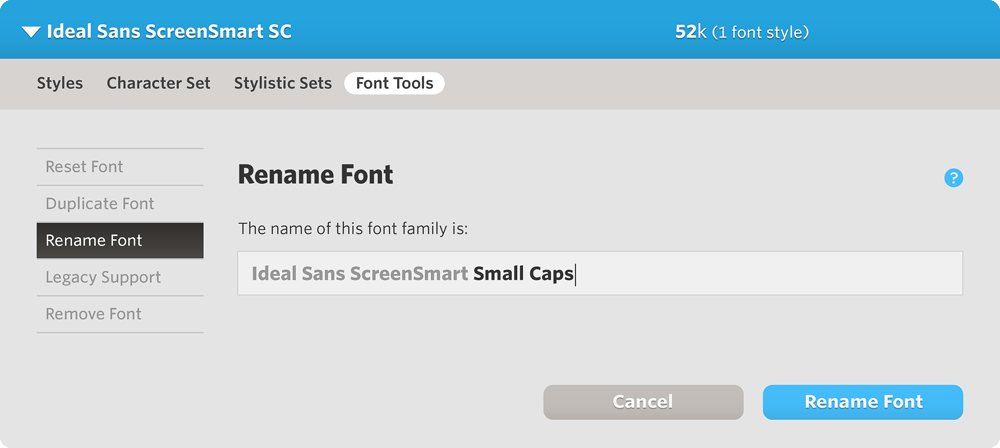 Rename Font